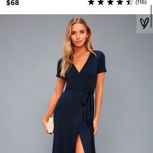 Navy blue wrap maxi dress
